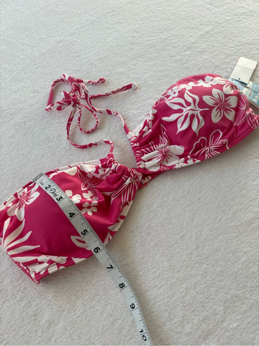Y2K NWT Roxy Pink Floral Bandeau Bikini Top - Picture 4 of 7